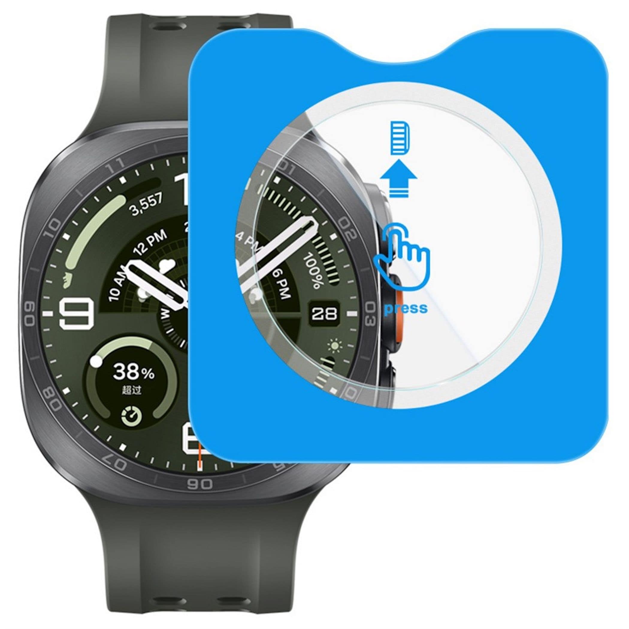 Smartwatch 9H Schutzglas f&uuml;r Samsung Galaxy Watch Ultra 2 47mm mit Anbringhilfe 