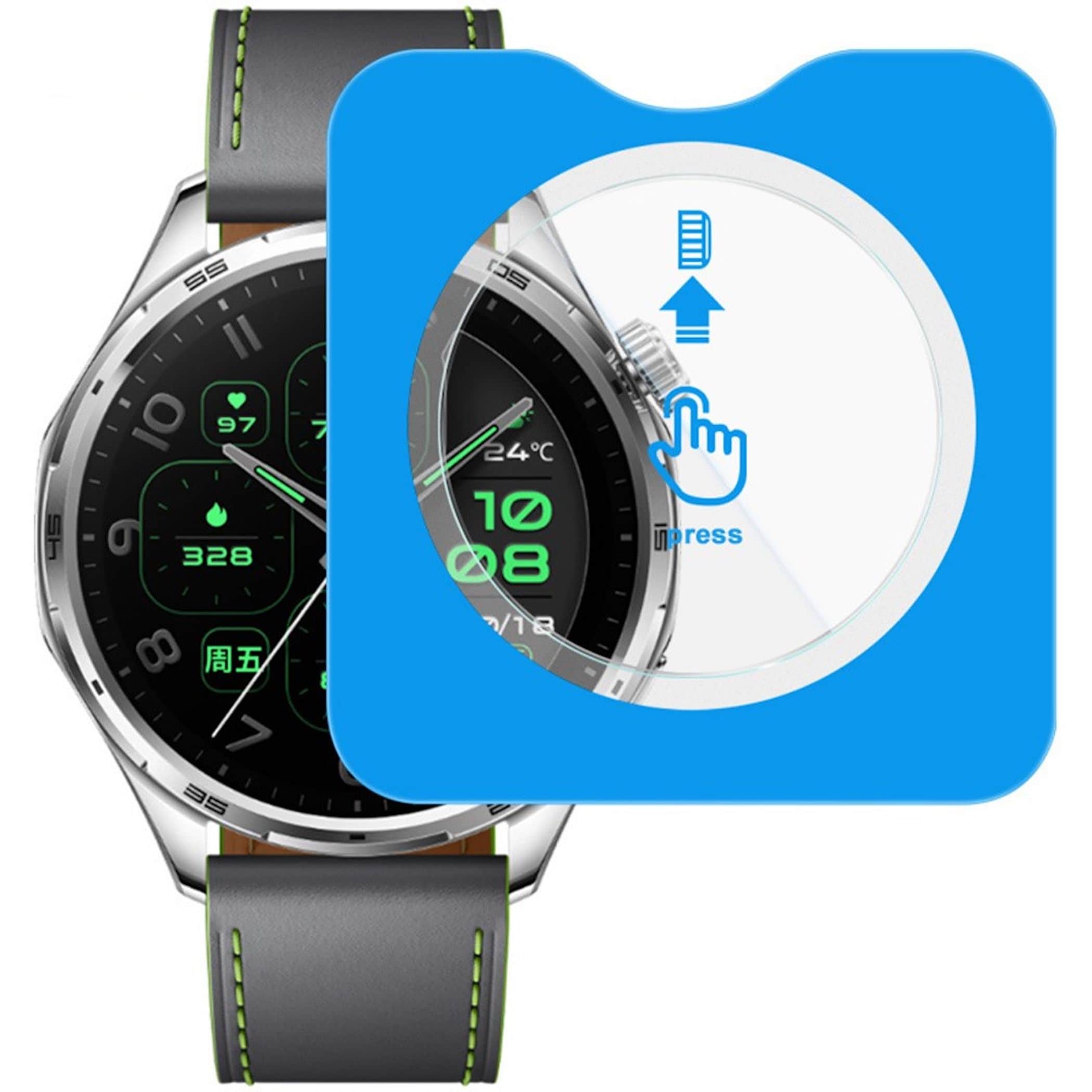 Smartwatch 9H Schutzglas f&uuml;r Honor Watch 6 Plus mit Easy Install Anbringhilfe 