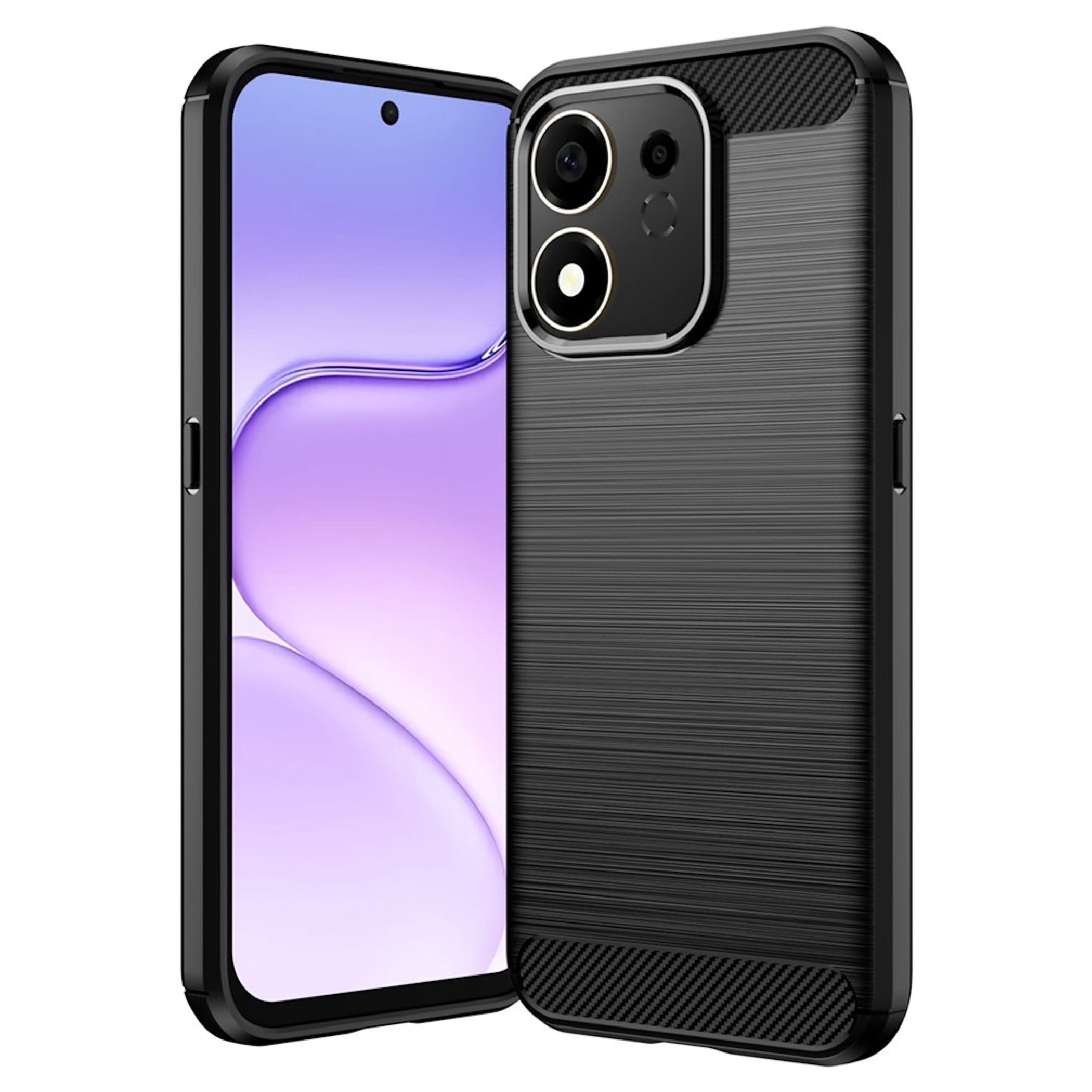 Handy H&uuml;lle f&uuml;r Honor 600 Smart 5G / X7e Plus 5G Carbon Design Sto&szlig;fest Schwarz 