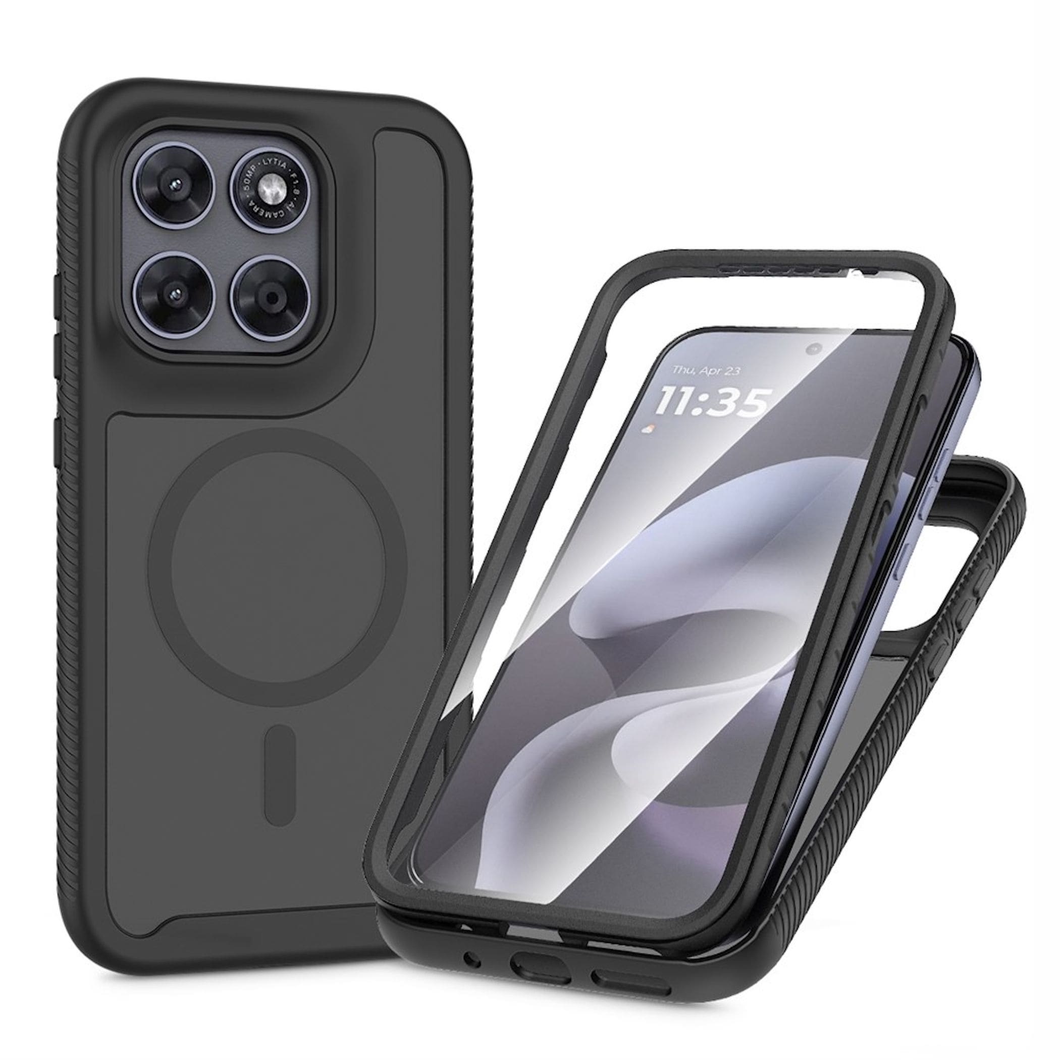 MagSafe Handyh&uuml;lle f&uuml;r Motorola Moto G77 5G / G67 5G Full Cover Bumper Schwarz 