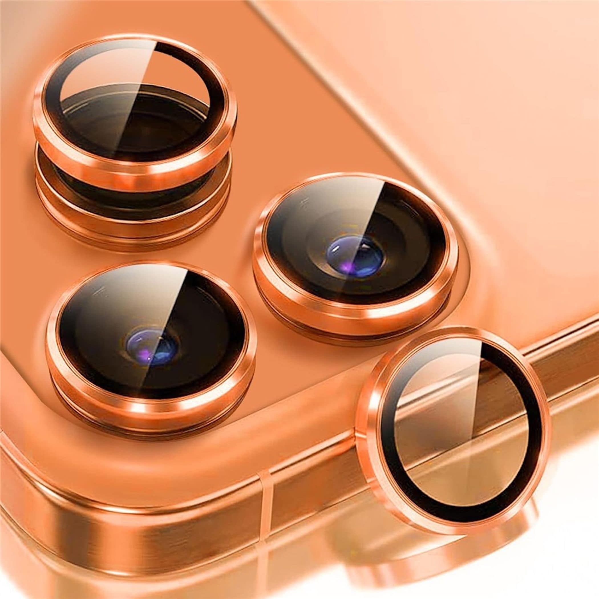 Kamera Schutzglas Linsenschutz f&uuml;r Apple iPhone 18 Pro Max 9H Glas Orange 