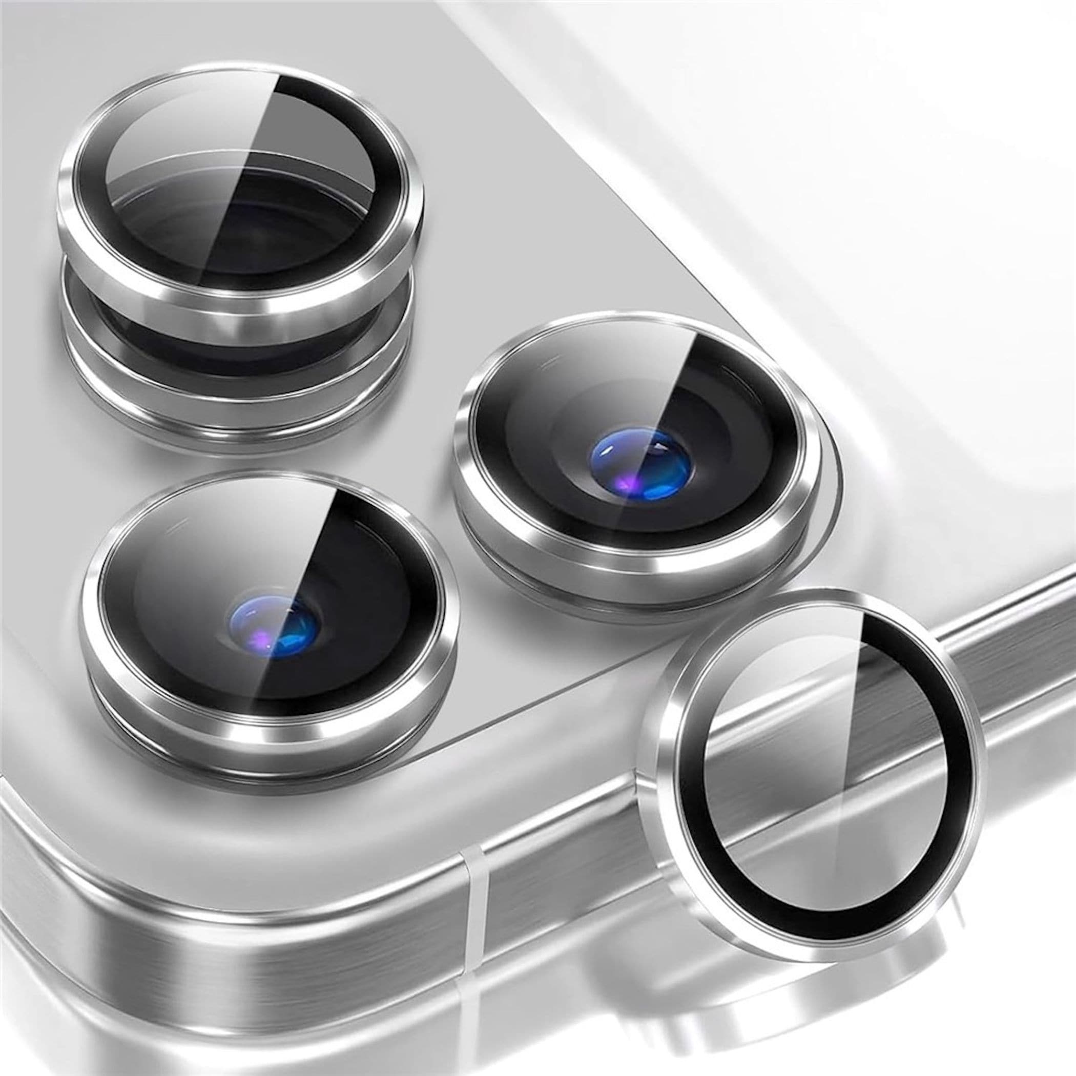 Kamera Schutzglas Linsenschutz f&uuml;r Apple iPhone 18 Pro Max 9H Glas Silber 
