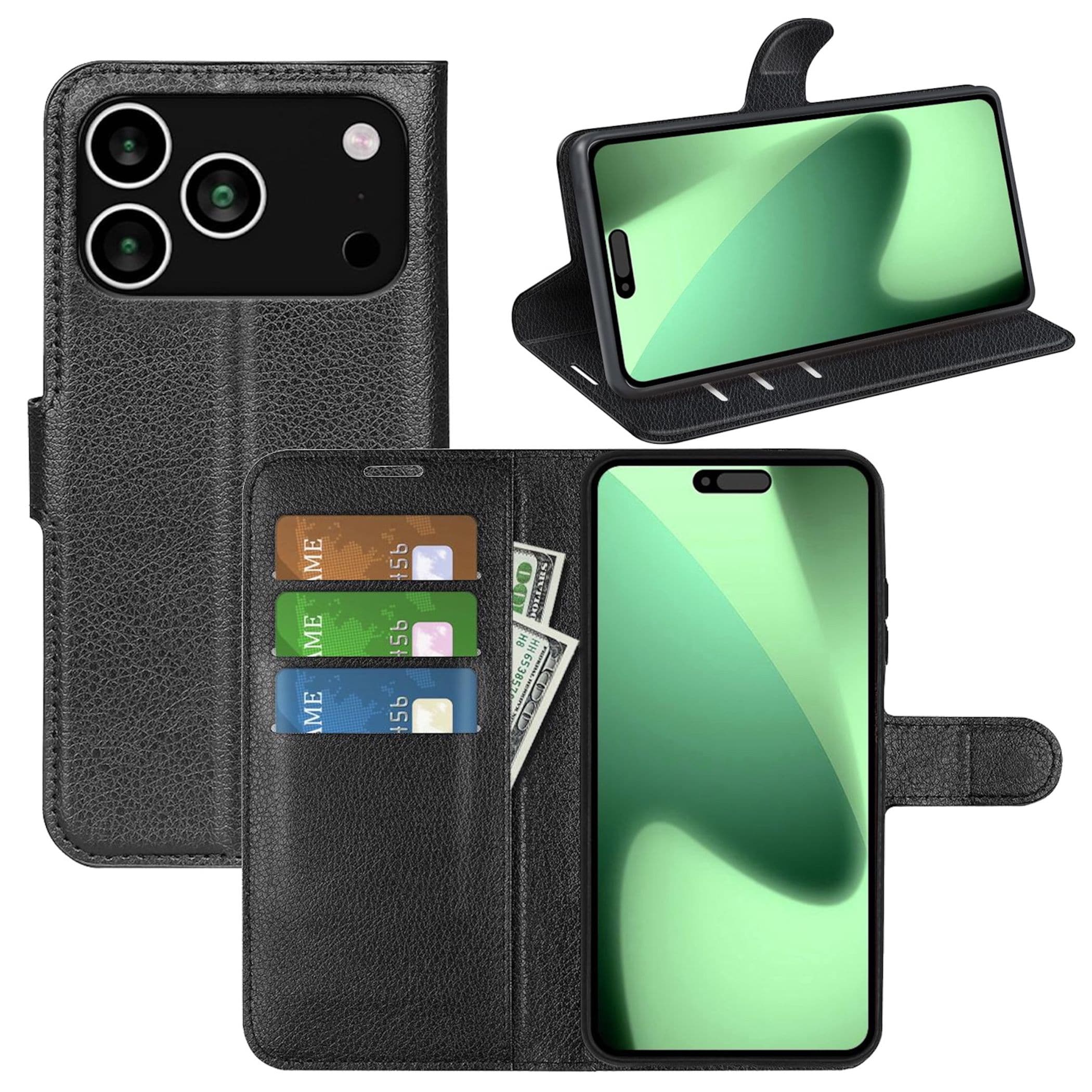 Handy H&uuml;lle Klapph&uuml;lle f&uuml;r Apple iPhone 18 Pro Kunstleder Book Wallet Tasche 