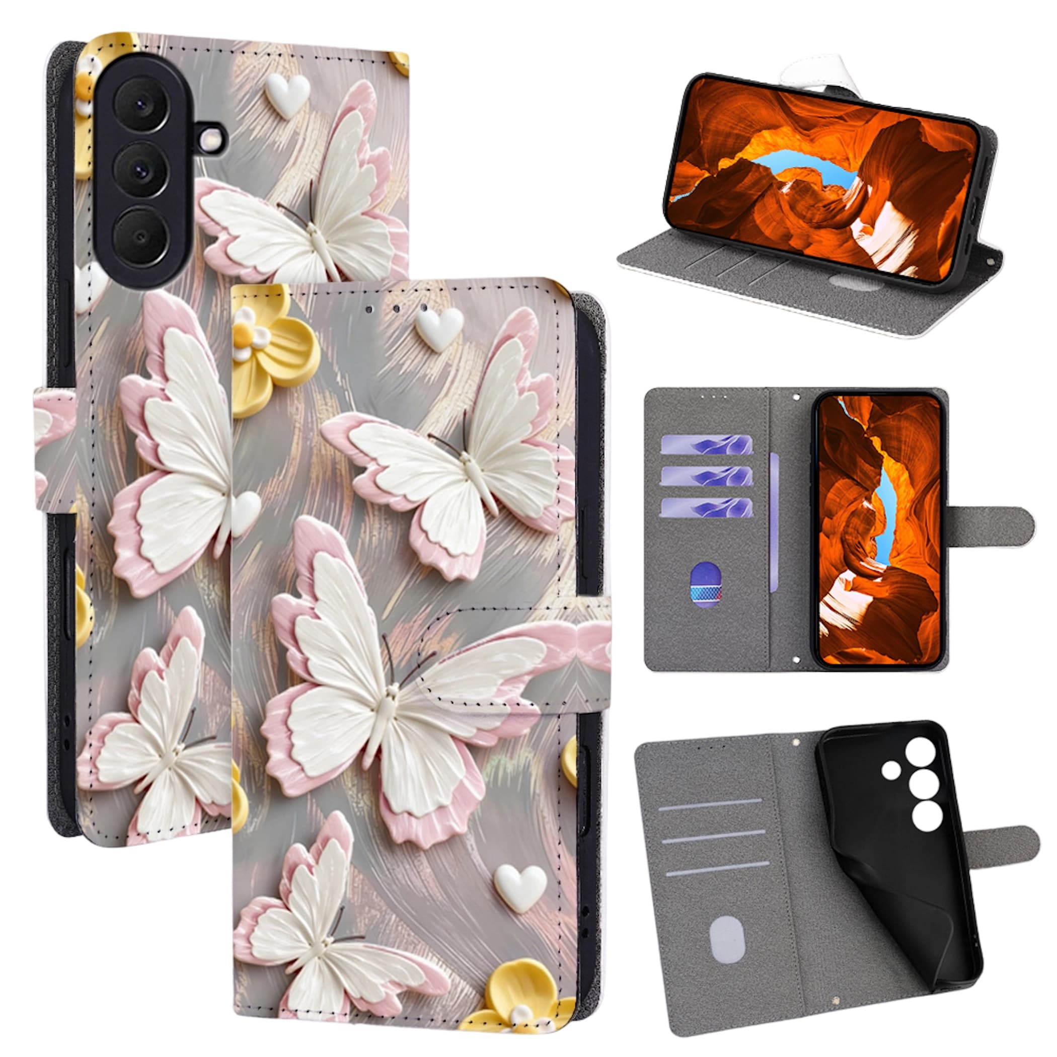 Handyh&uuml;lle Klapp Tasche Samsung Galaxy A18 / A17 4G / 5G  Kunstleder Book Design 