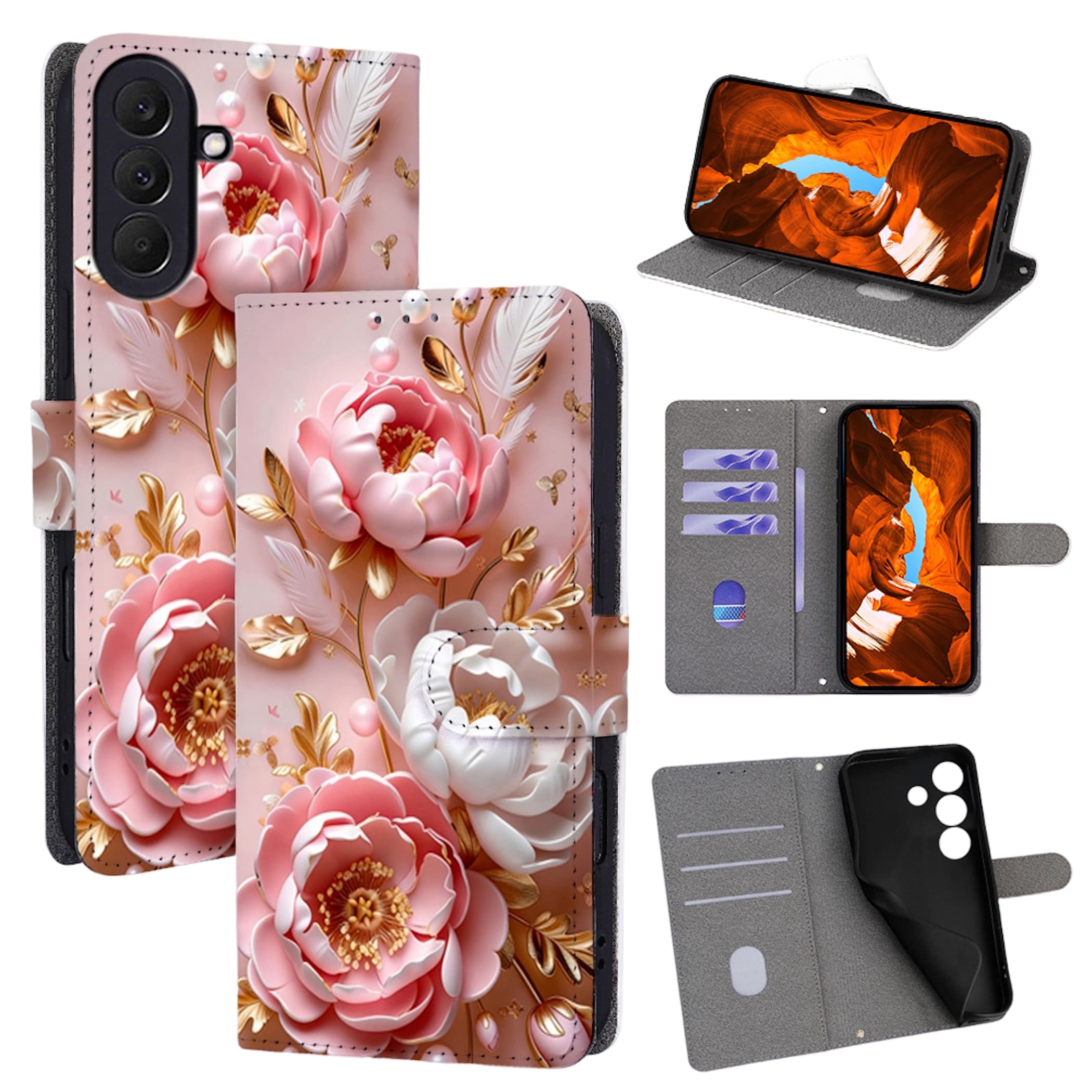 Handyh&uuml;lle Klapp Tasche Samsung Galaxy A18 / A17 4G / 5G  Kunstleder Book Design 