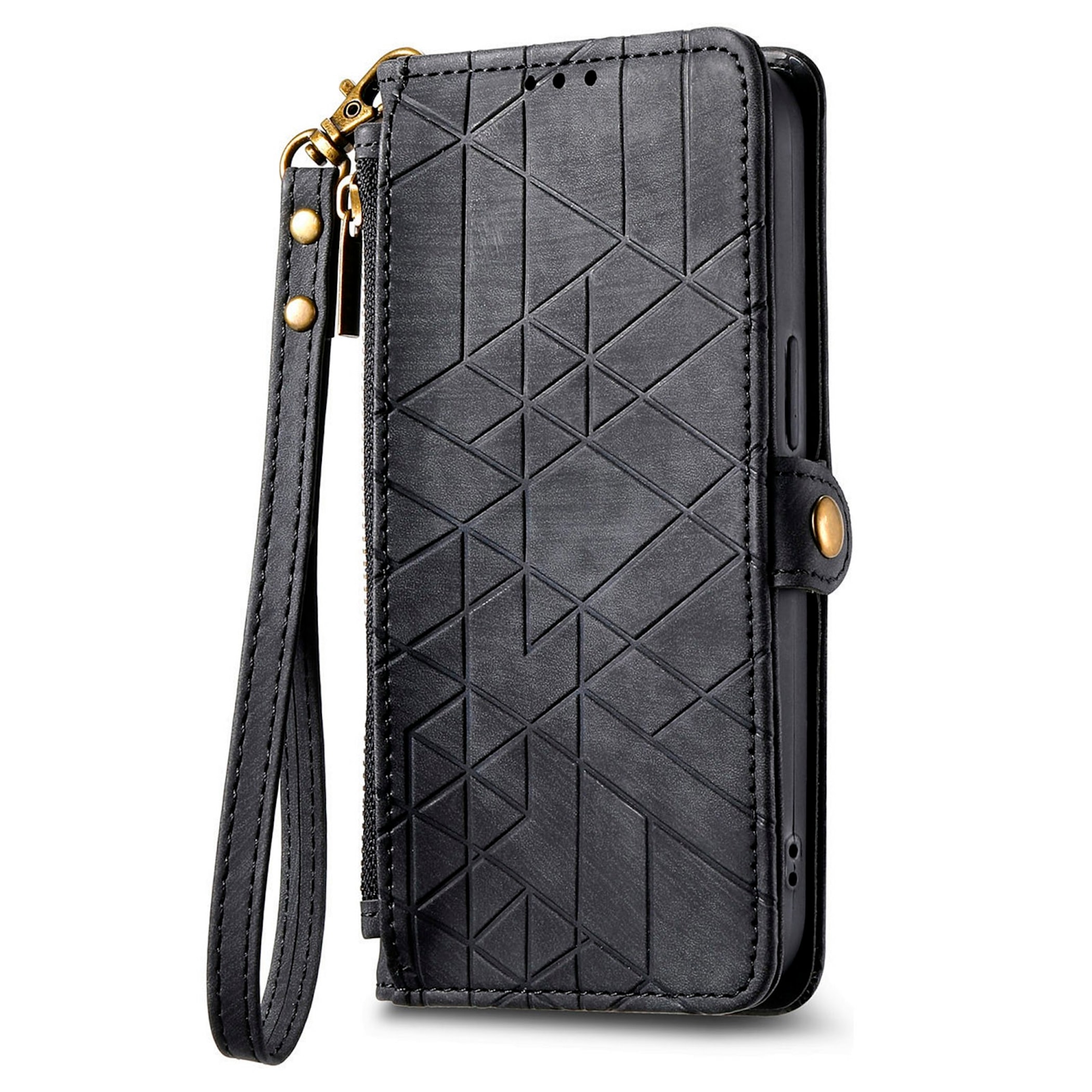 Handyh&uuml;lle Wallet Klapp Tasche f&uuml;r Samsung Galaxy S26 FE Kunstleder Geo Zipper 