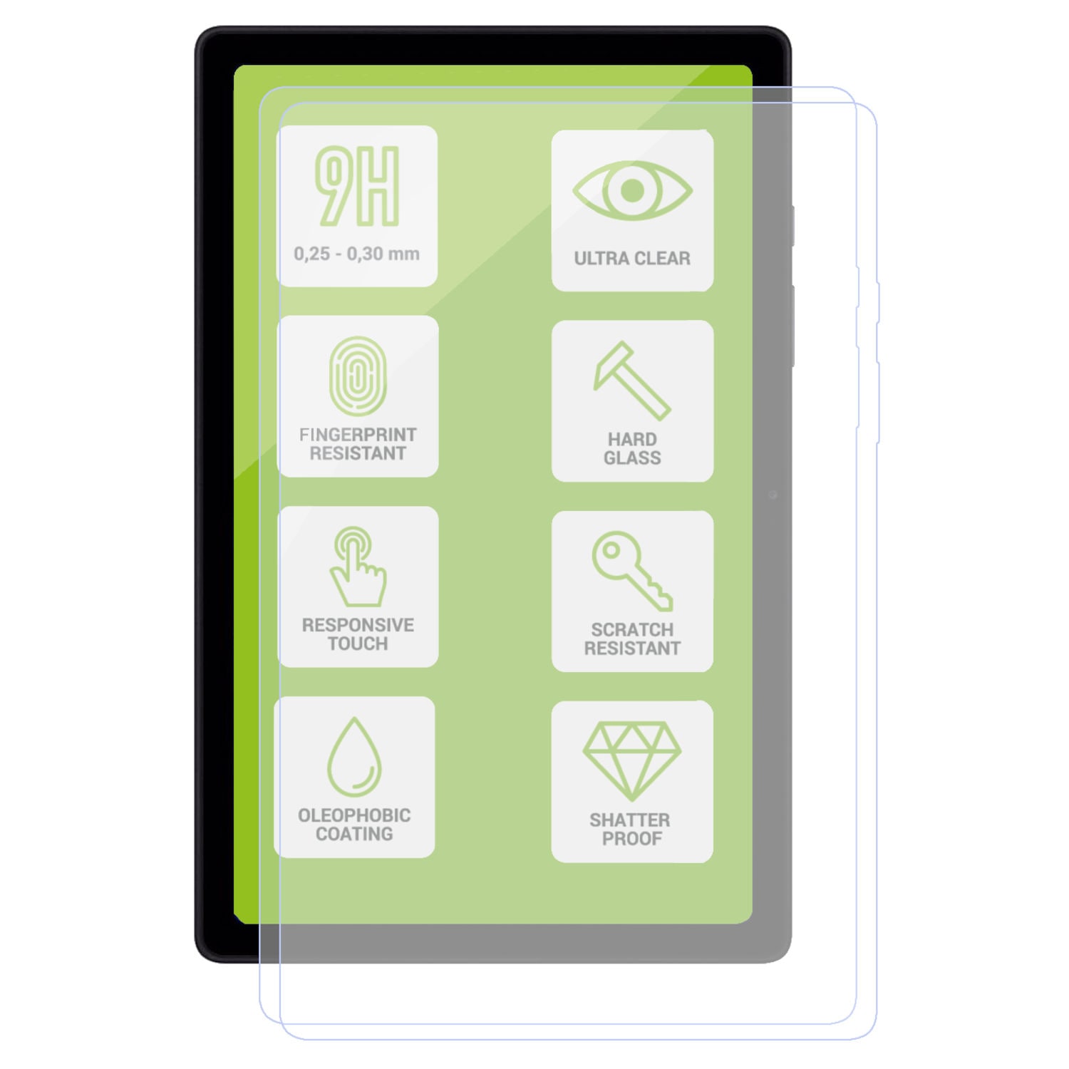 F&uuml;r Samsung Galaxy Tab S10 Plus / S9 Plus FE Plus 2x Hart Glas 