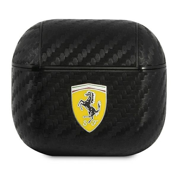 Scuderia Ferrari Apple AirPods 3 Cover Schwarz On Track Carbon Collection Silicone Schutzh&uuml;lle Case 