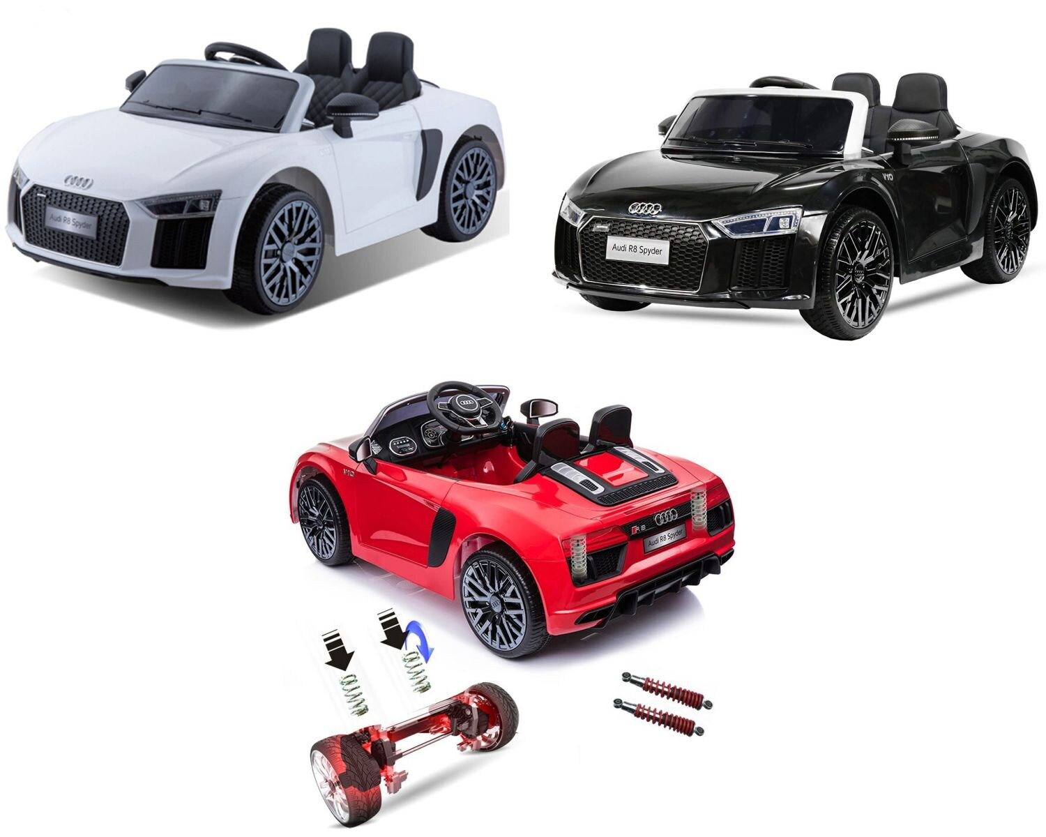 Audi R8 Spyder Kinder Auto Kinder Elektroauto Akku Kinderfahrzeug 12V (2 Sitzer) wei&szlig; 