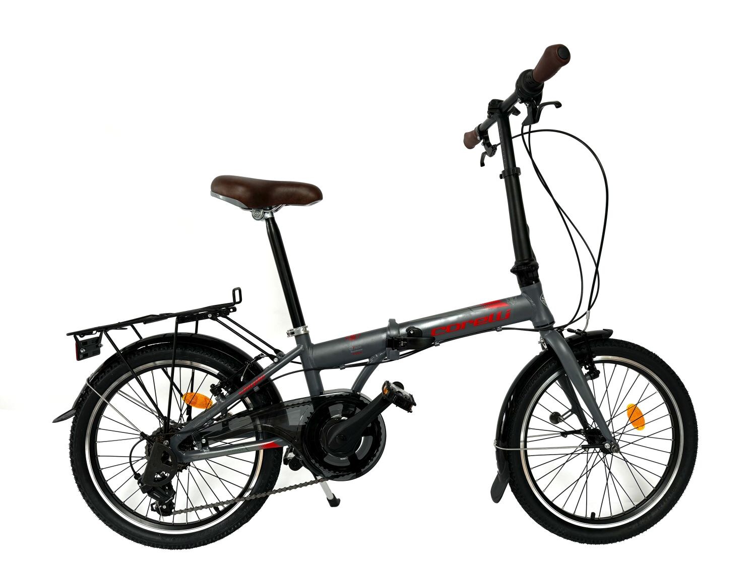 20 Zoll Alu Faltrad Klapprad Shimano 7-Gang-Schaltung Klappfahrrad Grau-Rot