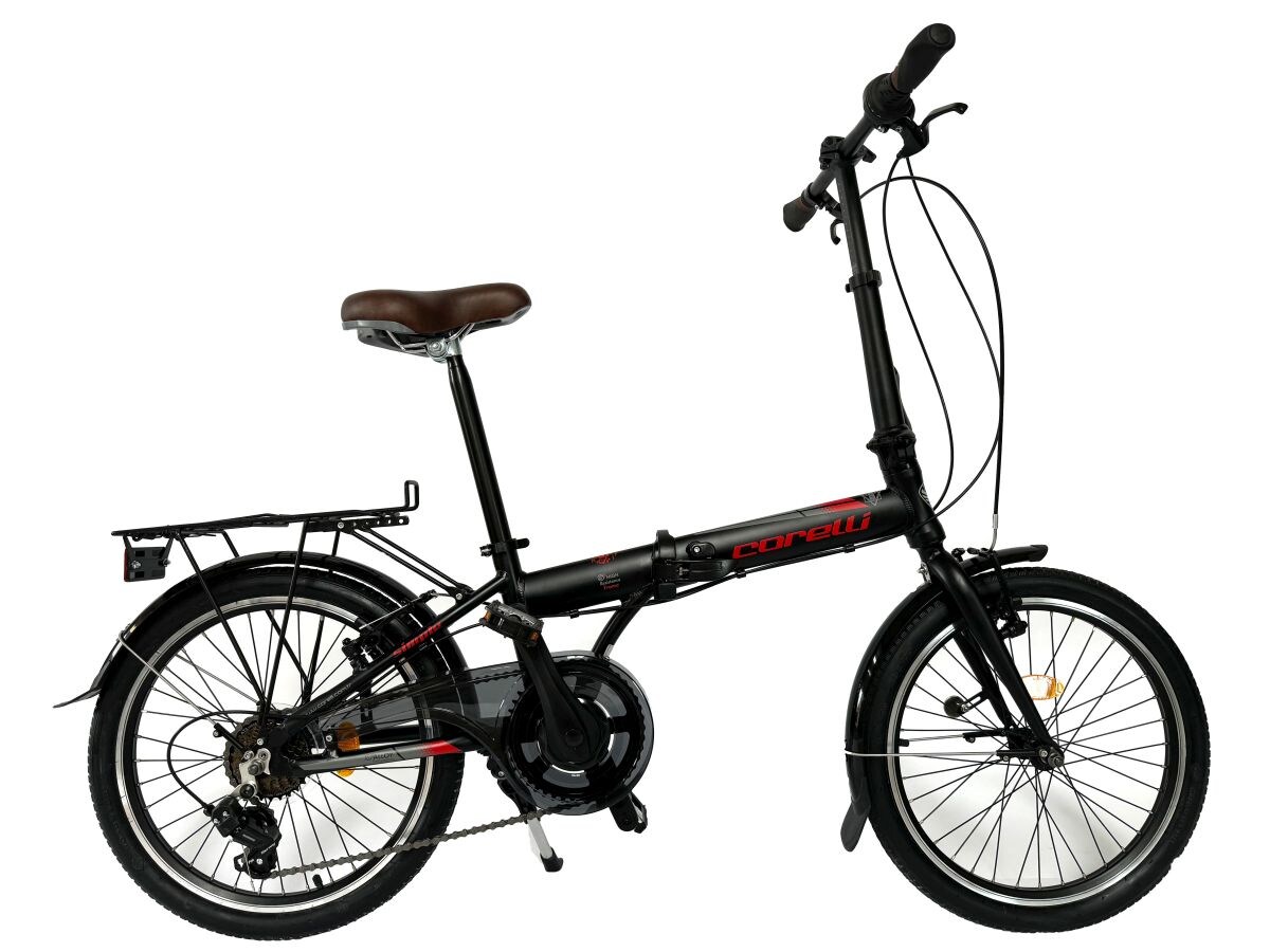 20 Zoll Alu Faltrad Klapprad Shimano 7-Gang-Schaltung Klappfahrrad Schwarz-Rot
