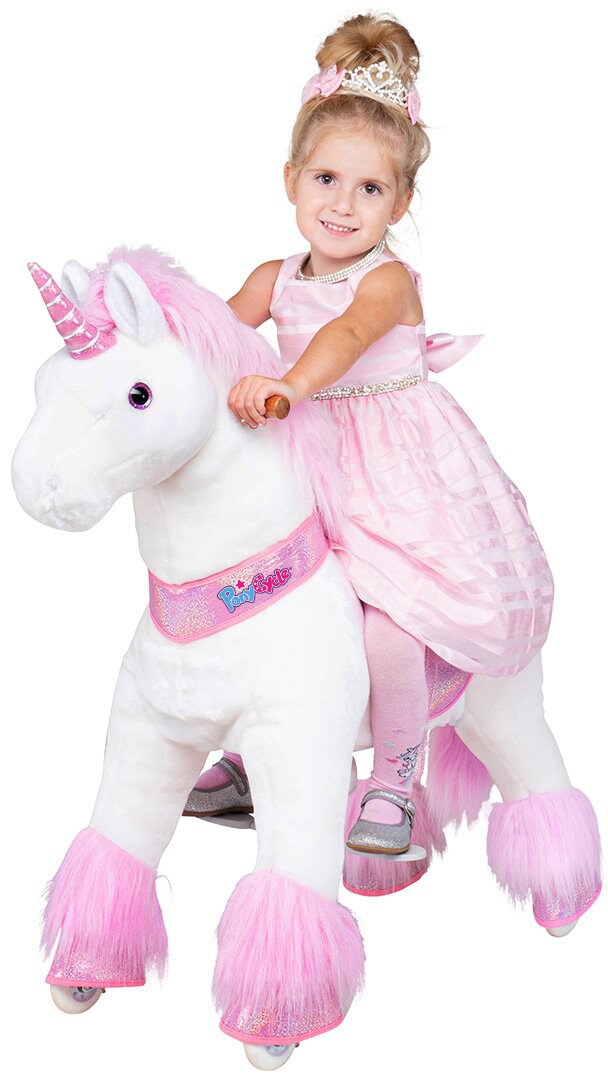 Ponycycle Sternschnuppe, U-Serie , medium, Einhorn zum Reiten, 4-8 J., Handbremse, Lenkung, rutschfeste Pedale (U-Serie) 