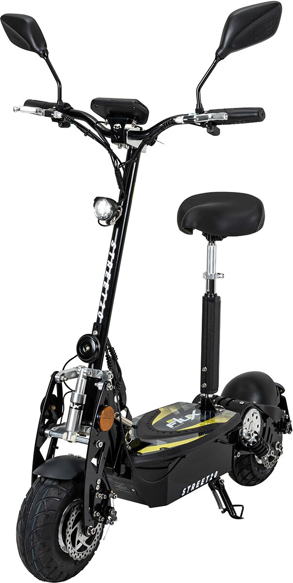 eFlux Street 20 E-Scooter mit Stra&szlig;enzulassung, 20 km/h, 500 Watt, Elektroroller mit Sitz, klappbar (Schwarz) 