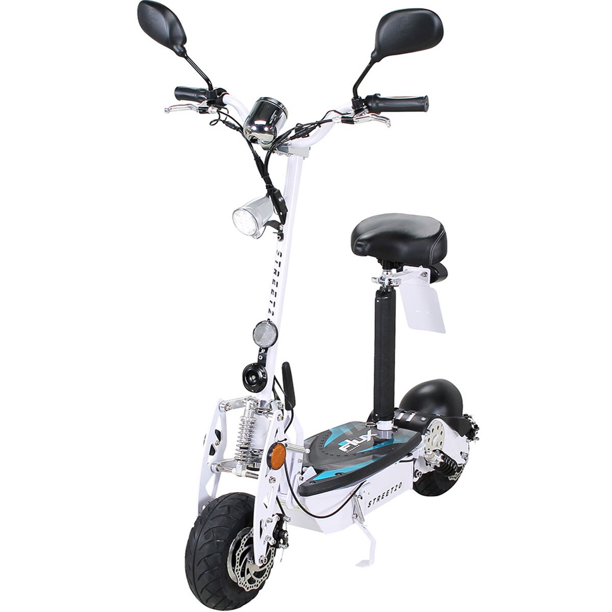 eFlux Street 20 E-Scooter mit Stra&szlig;enzulassung, 20 km/h, 500 Watt, Elektroroller mit Sitz, klappbar (Wei&szlig;) 