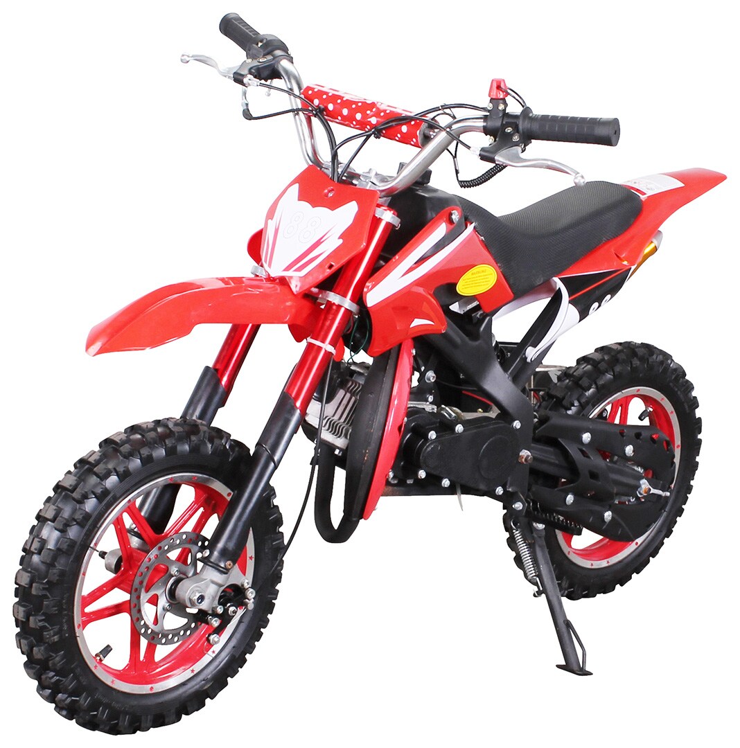 Mini-Crossbike Delta, Benzin-Motorrad, Pocketbike, Dirtbike, 49 ccm, bis zu 40 km/h, Scheibenbremsen  (Rot) 