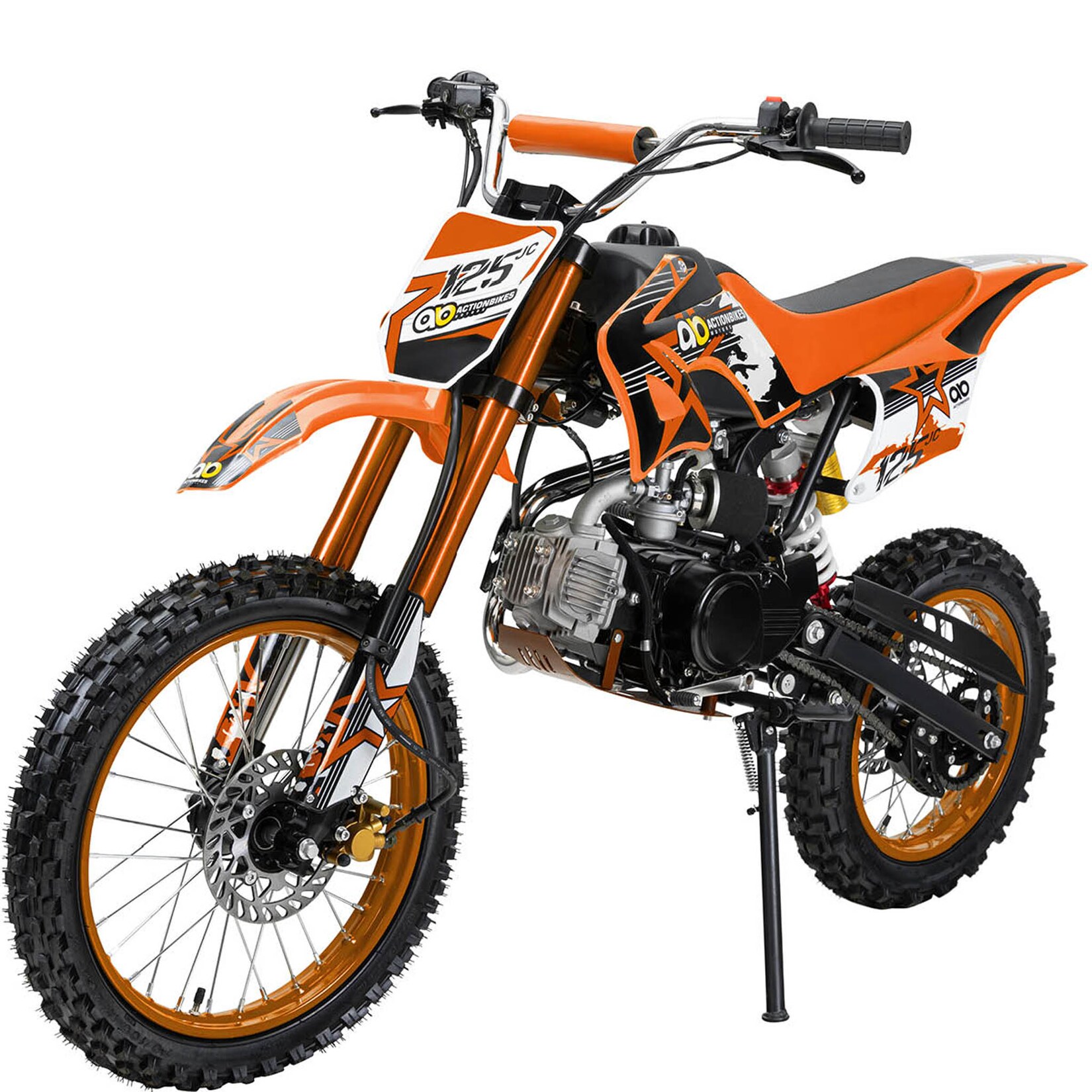 Jugend-Crossbike JC125, Benzin-Jugendmotorrad, 125 ccm, 17/14-Reifen, 4-Takt-Motor, 80 km/h, ab 14 J. (Orange)