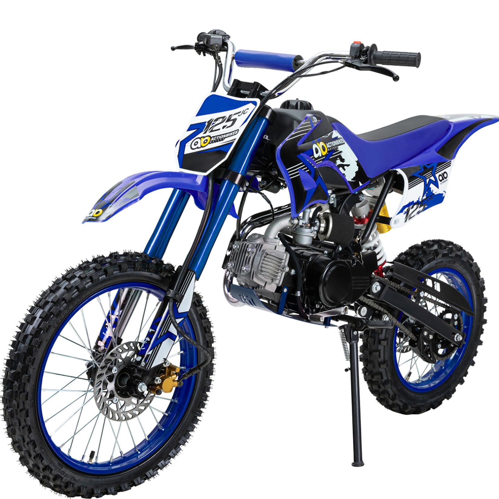 Jugend-Crossbike JC125, Benzin-Jugendmotorrad, 125 ccm, 17/14-Reifen, 4-Takt-Motor, 80 km/h, ab 14 J. (Blau)
