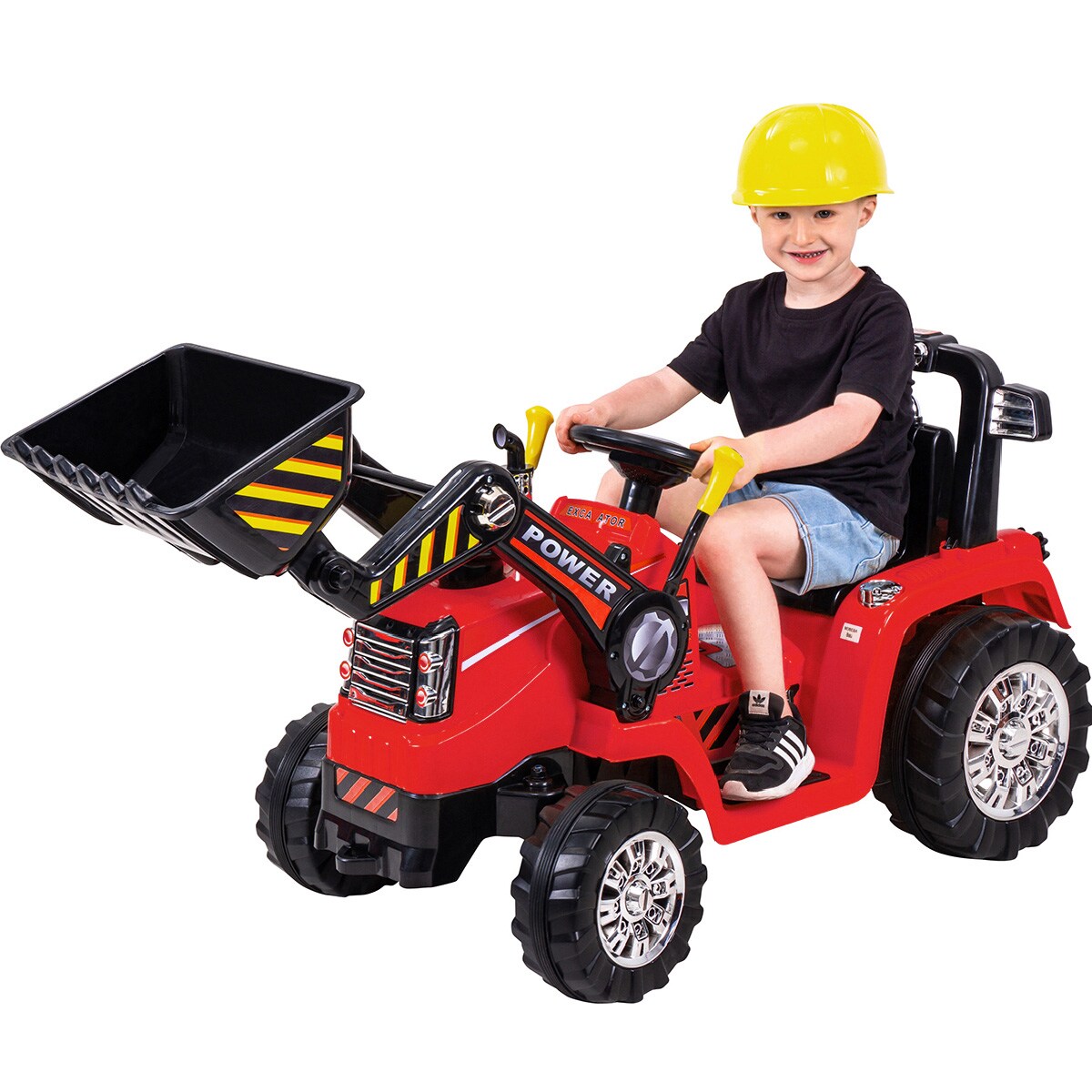 Kinder-Elektro-Radlader ZP1005, 2 x 25-Watt-Motor, Fernbedienung, LED, Bremsautomatik, Hupe, 12 V (Rot) 