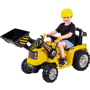 Kinder-Elektro-Radlader ZP1005, 2 x 25-Watt-Motor, Fernbedienung, LED, Bremsautomatik, Hupe, 12 V (Gelb) 