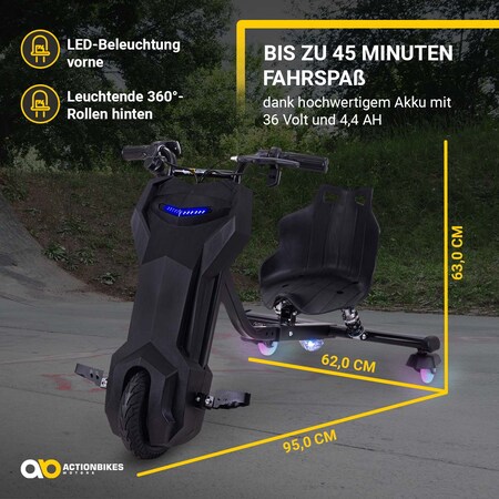 Trike elétrico drift 360, drift scooter para crianças, 250 watts, 36 volts,  até 15 km/h, iluminação LED – BLAKHOLE
