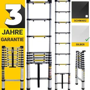 Craftfull Teleskopleiter CF-101A, Ausziehleiter aus Aluminium, Finger-Protection, viele Größen (2.0 Meter) 