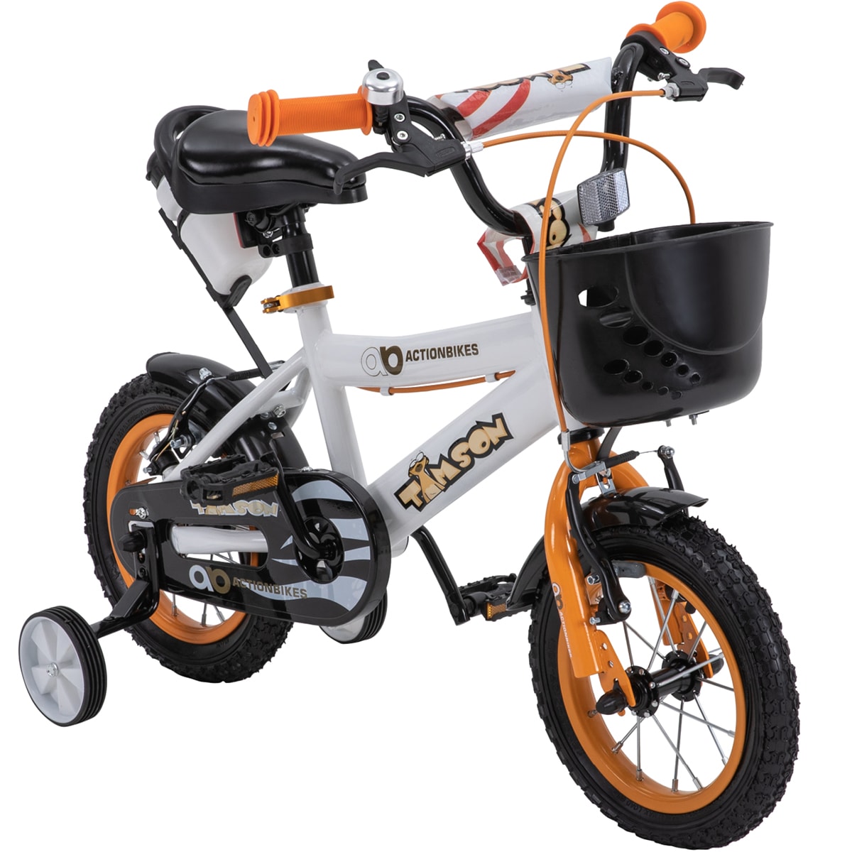 Actionbikes Kinderfahrrad Timson 12 Zoll, V-Brake-Bremsen, h&ouml;henverstellbar, St&uuml;tzr&auml;der, Korb 