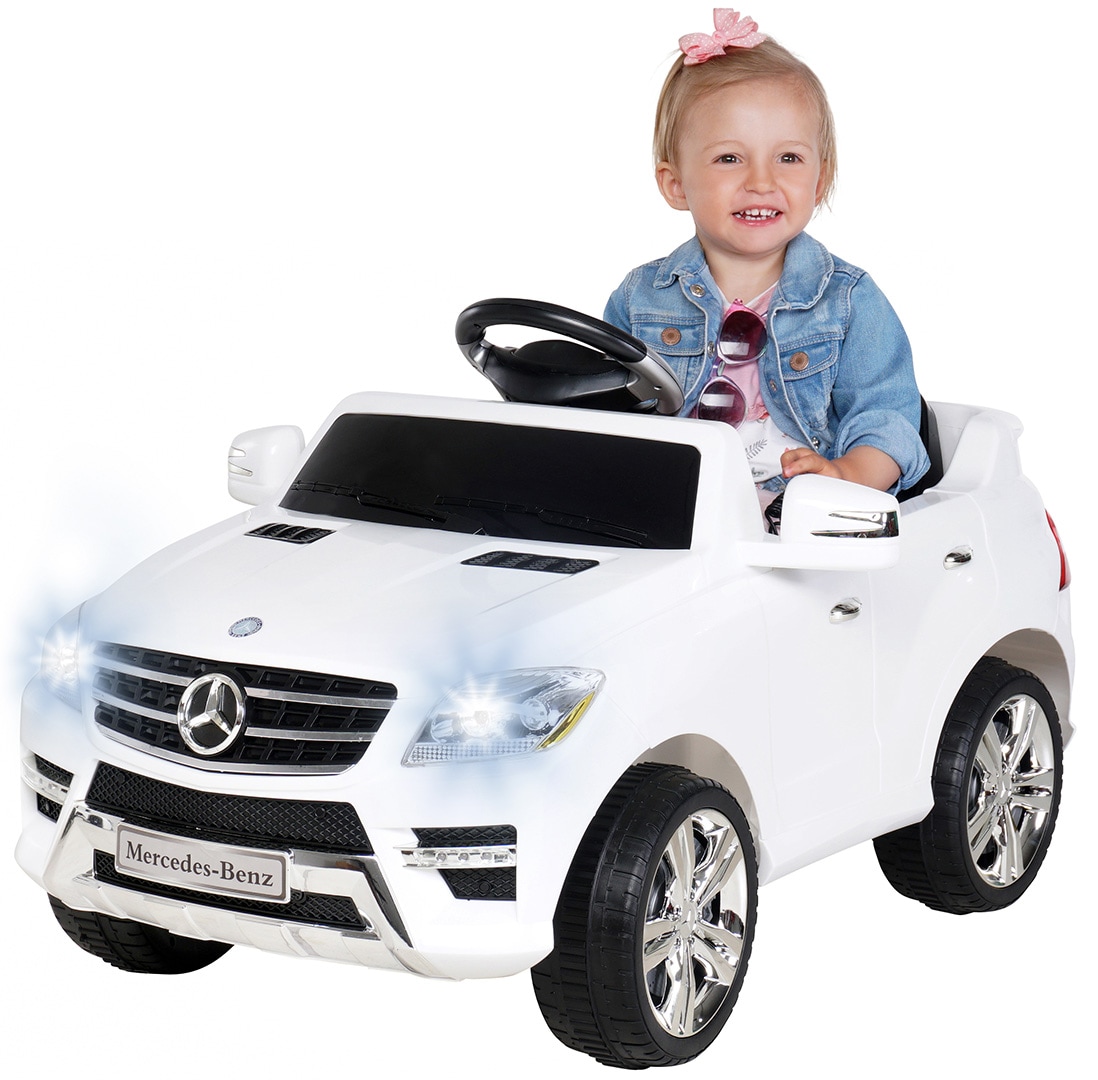 Kinder-Elektroauto Mercedes ML 350, lizenziert, Fernbedienung, 2x 25-Watt-Motor, Soundmodul, LED (Wei&szlig;) 
