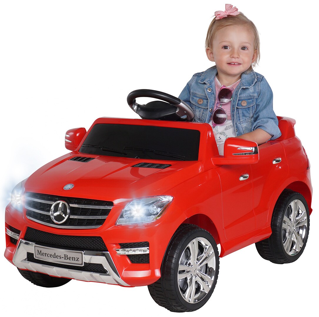 Kinder-Elektroauto Mercedes ML 350, lizenziert, Fernbedienung, 2x 25-Watt-Motor, Soundmodul, LED (Rot) 