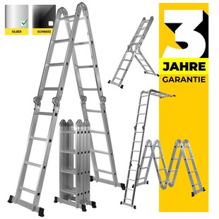 Craftfull Mehrzweckleiter CF-104A, 6in1, Gelenkleiter aus Aluminium, 3,5 -5,8 m, Anti-Rutsch-Profil (4.7 Meter 4x4 Sprossen) 