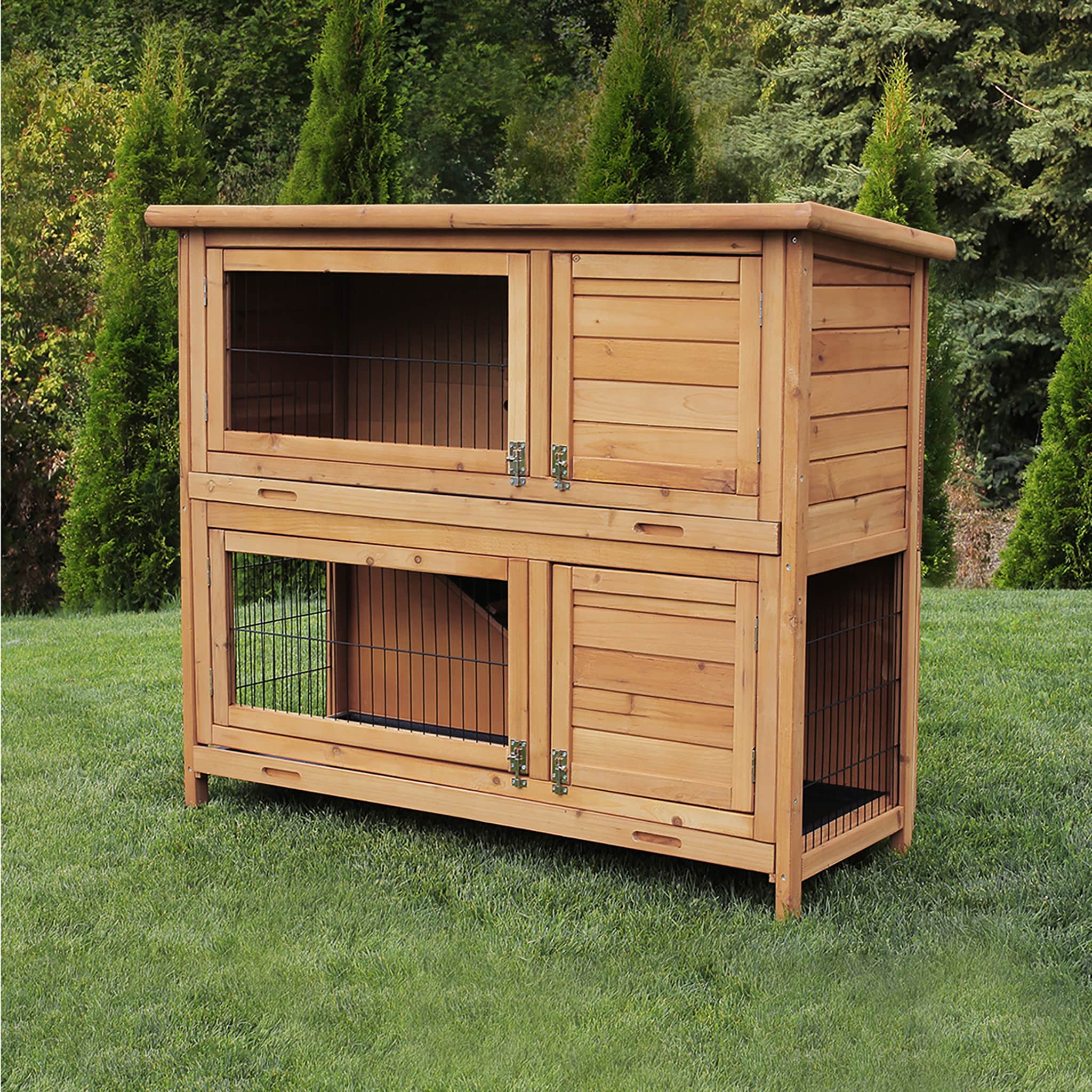 MyAnimal Hasenstall MH-20, 2-st&ouml;ckig, wetterfest, Kaninchenstall mit 4 T&uuml;ren, impr&auml;gniertes Holz (Braun) 