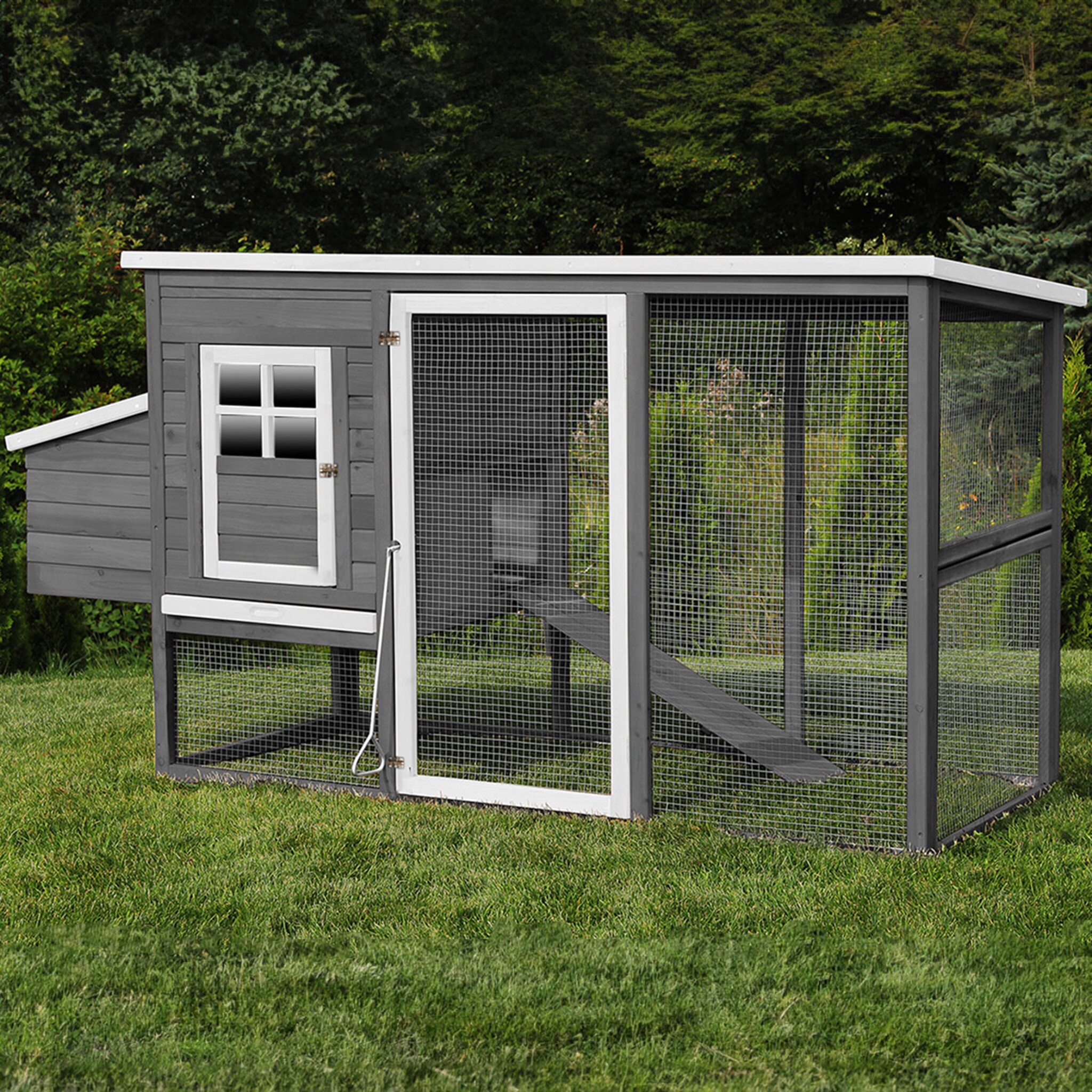 MyAnimal H&uuml;hnerstall f&uuml;r 4 H&uuml;hner MH-04 mit Eiablage, wasserabweisendes Dach, schutzimpr&auml;gniert (Grau) 