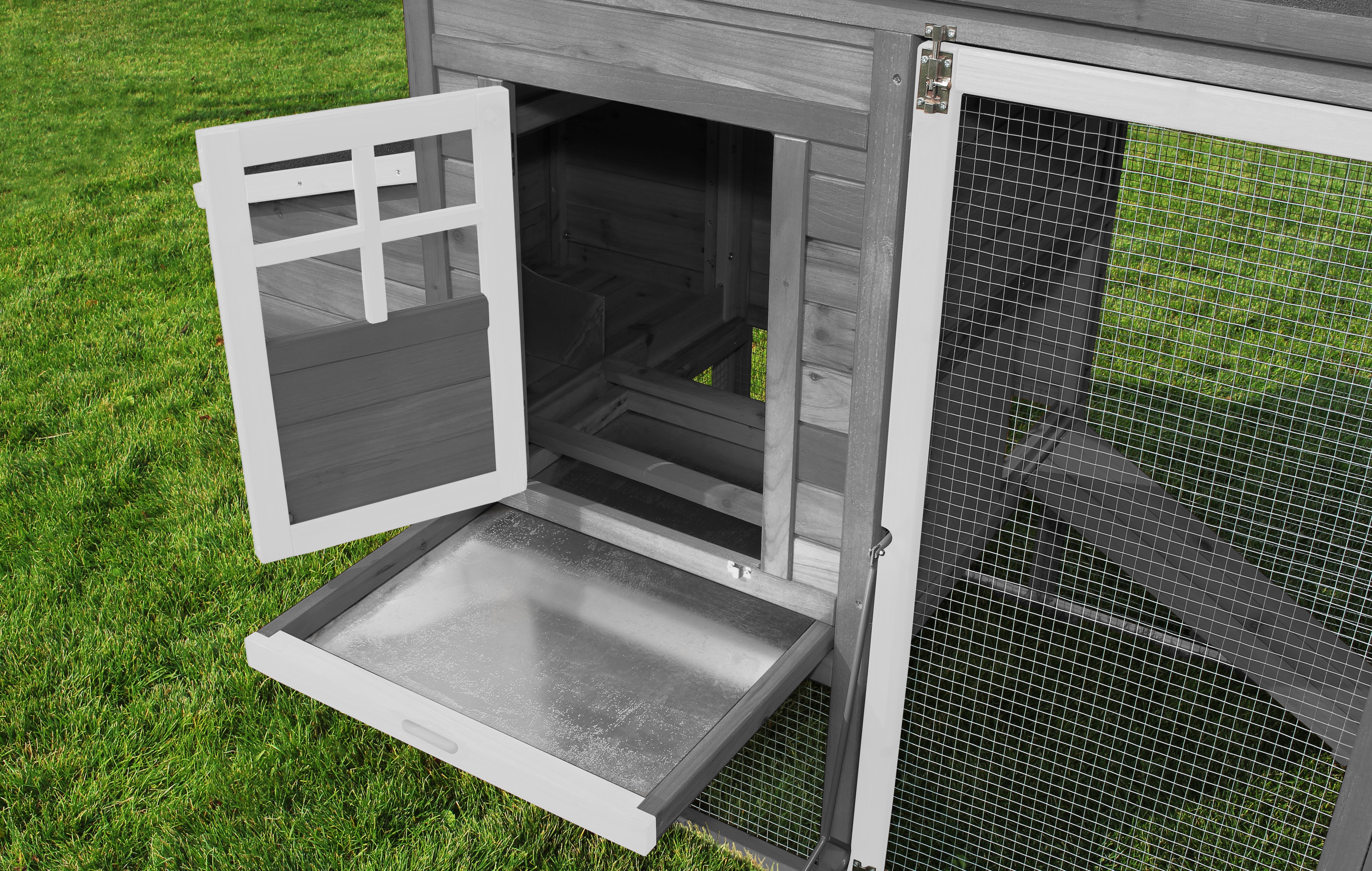MyAnimal Hühnerstall Für 4 Hühner 185x62x115 Cm – Winterfester Stall Mit Nistkasten & Auslauf Gehege MyAnimal Hühnerhaus Mit Auslauf