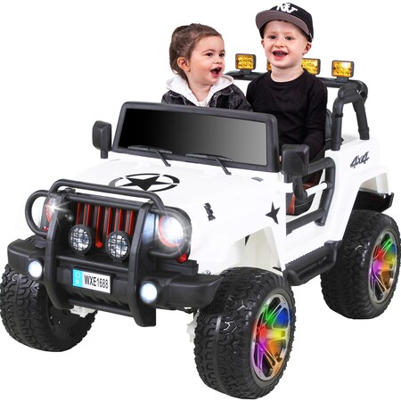 Kinder-Elektroauto Wrangler, 4x4 Jeep, 2-Sitzer, Fernbedienung, EVA-Reifen,  Federung, 140 Watt (Weiß) bei Marktkauf online bestellen