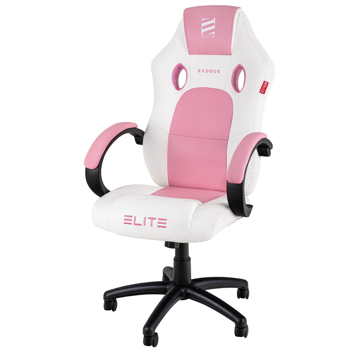 ELITE Gaming-Stuhl EXODUS, Memory-Schaum, extra hohe R&uuml;ckenlehne, Wippmechanik, Armpolster, MG100 (Wei&szlig;/Pink) 