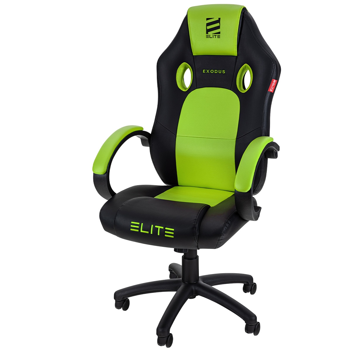 ELITE Gaming-Stuhl EXODUS, Memory-Schaum, extra hohe R&uuml;ckenlehne, Wippmechanik, Armpolster, MG100 (Schwarz/Neongr&uuml;n) 