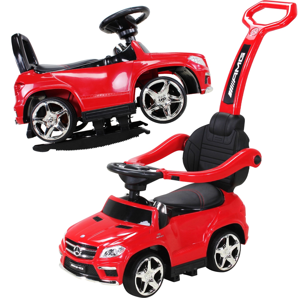 Rutschauto Mercedes AMG GL 63, mit Schiebstange, Bluetooth, MP3, Schaukelfunktion, Trittbretter, LED (Rot) 