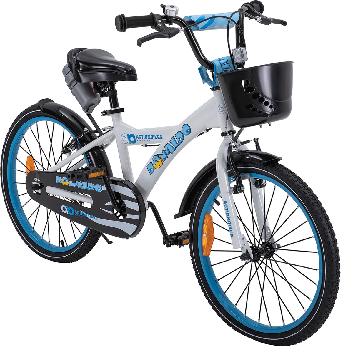 Actionbikes Kinderfahrrad Donaldo 20 Zoll, V-Brake-Bremsen, h&ouml;henverstellbar, Seitenst&auml;nder, Korb 
