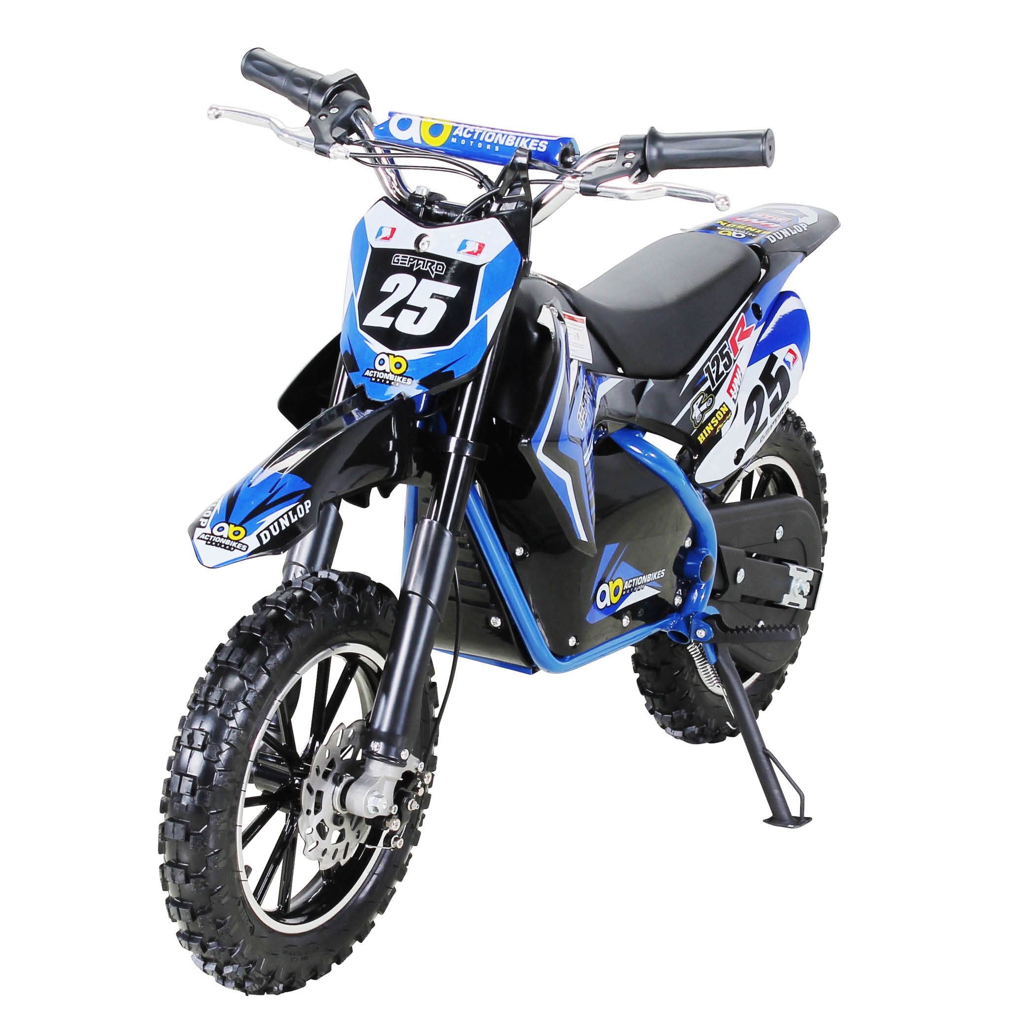 Kinder-Crossbike Gepard, Elektro-Kindermotorrad, 500 Watt, bis 24 km/h, verst&auml;rkte Gabel, ab 8 J. (Blau) 