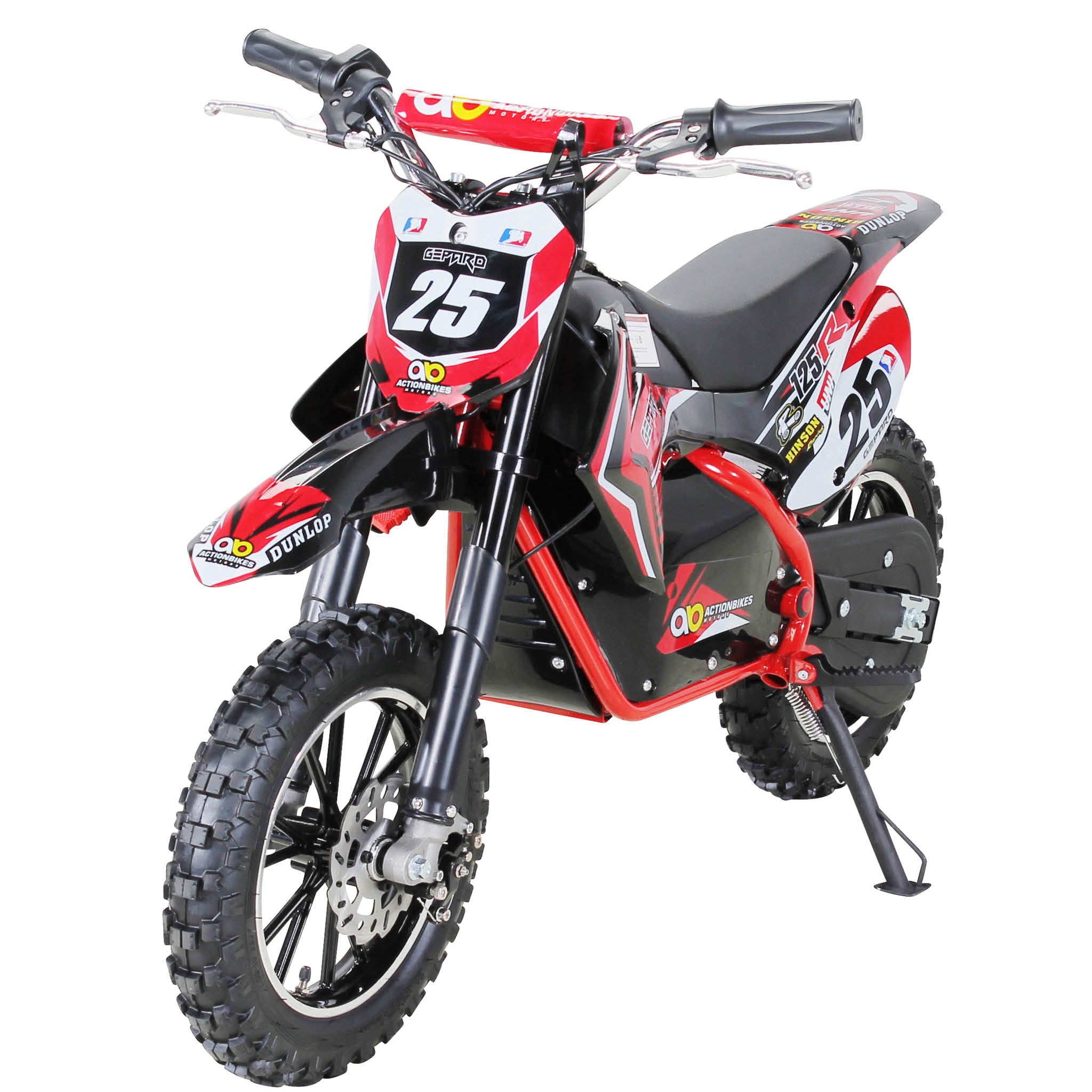 Kinder-Crossbike Gepard, Elektro-Kindermotorrad, 500 Watt, bis 24 km/h, verst&auml;rkte Gabel, ab 8 J. (Rot) 