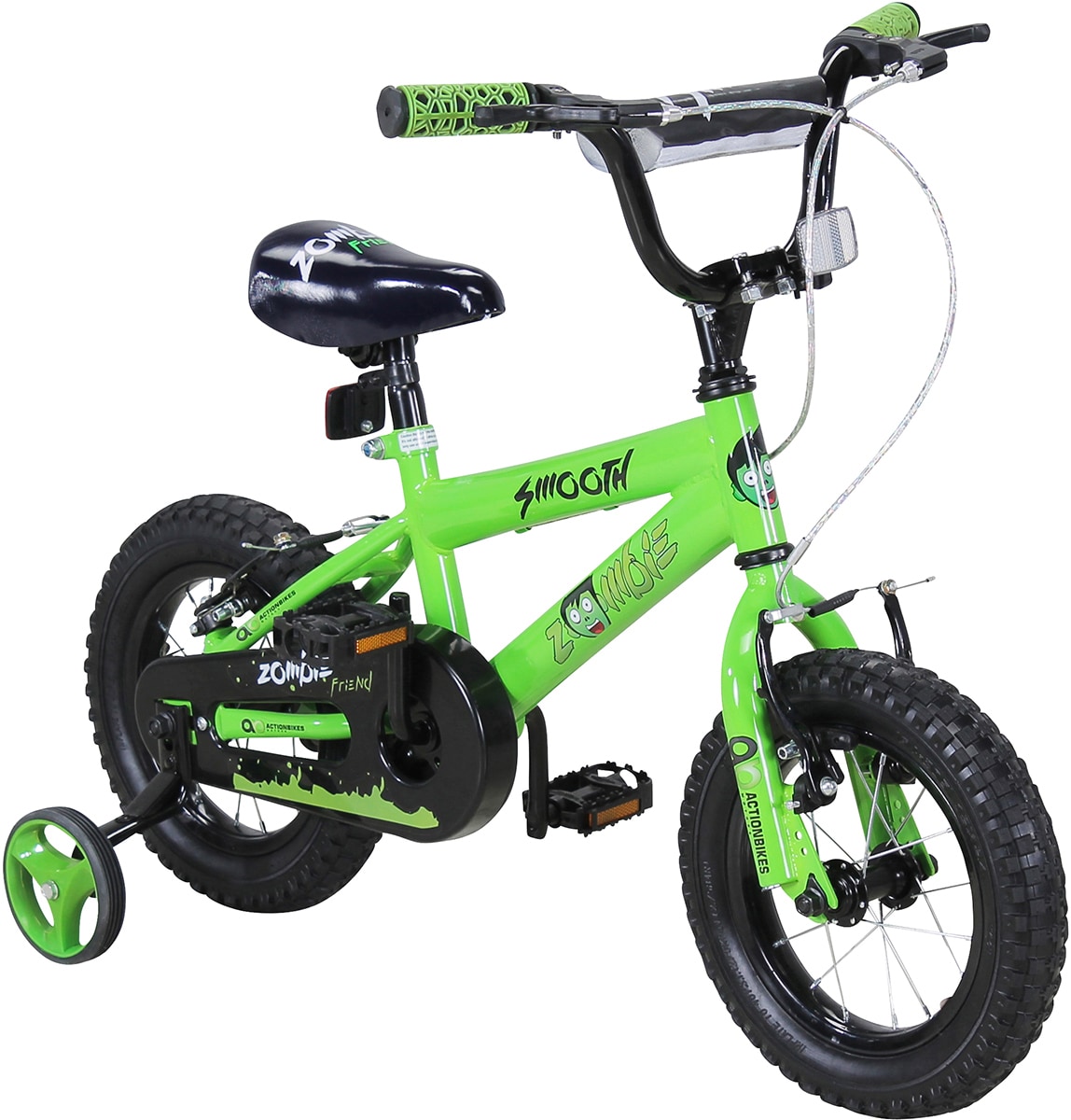 Actionbikes Kinderfahrrad Zombie 12 Zoll, V-Brake-Bremsen, h&ouml;henverstellbar, St&uuml;tzr&auml;der, Reflektoren 