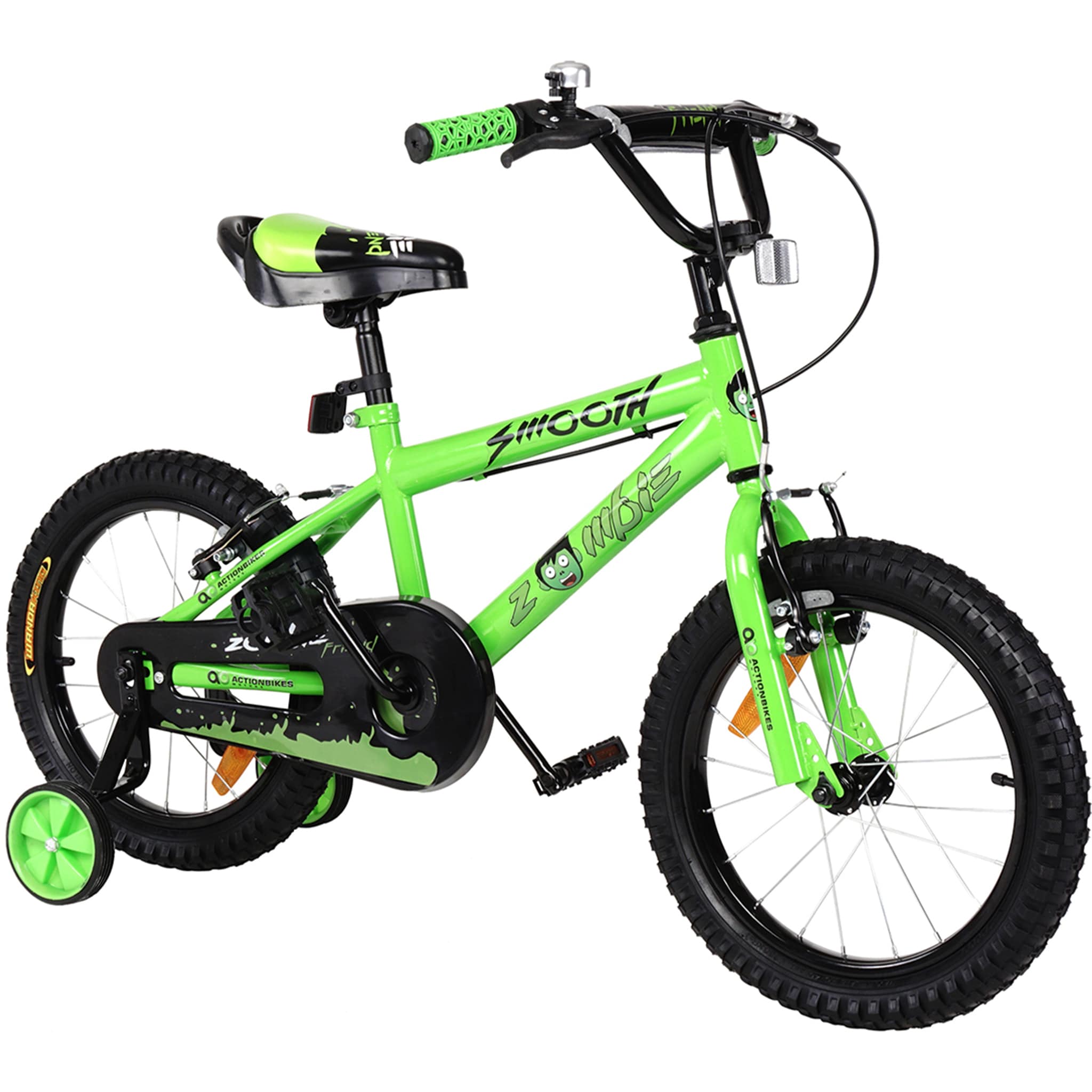 Actionbikes Kinderfahrrad Zombie 16 Zoll, V-Brake-Bremsen, h&ouml;henverstellbar, St&uuml;tzr&auml;der, Reflektoren 