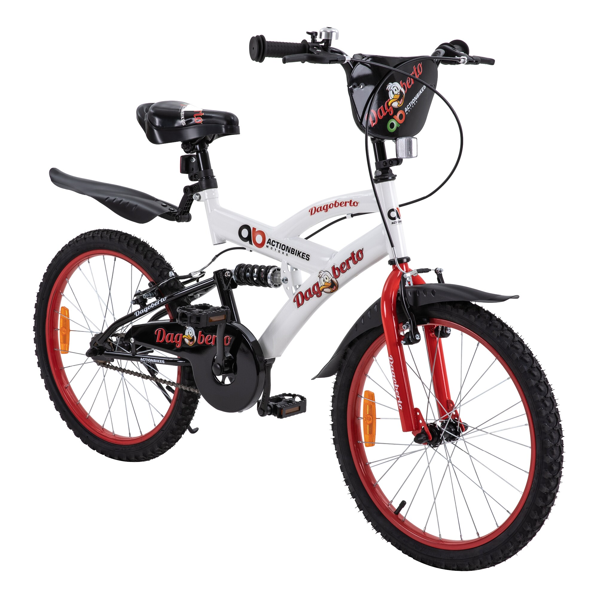 Actionbikes Kinderfahrrad Dagoberto 20 Zoll, V-Brake-Bremsen, Federung, Kettenschutz, Fahrradst&auml;nder 