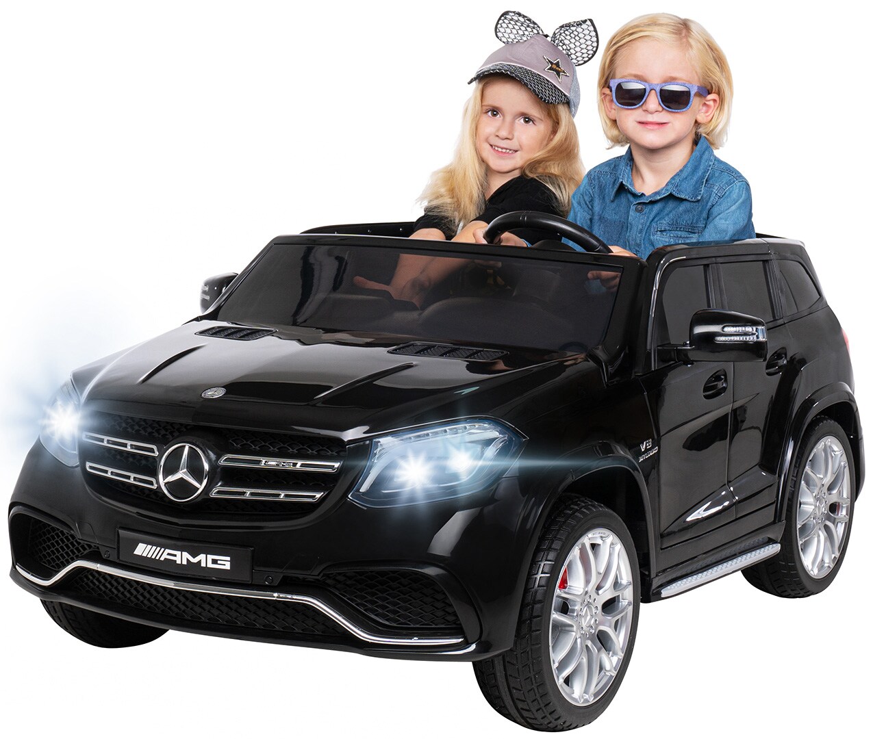 Kinder-Elektroauto Mercedes GLS63, 2-Sitzer, Allrad, 4 x 45 Watt, Fernbedienung, LEDs, EVA-Reifen (Schwarz) 