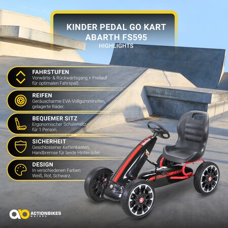 Kinder Pedal Go Kart Abarth FS595 Lizenziert (Schwarz) bei