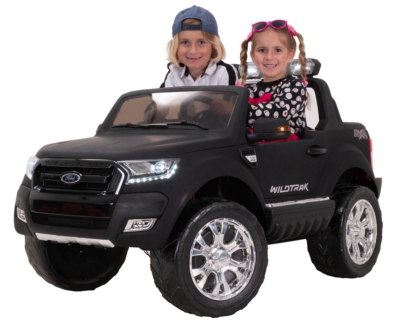 Kinder-Elektroauto Ford Ranger Wildtrak Allrad Lizenziert f&uuml;r 2 Personen (Matt Schwarz lackiert) 