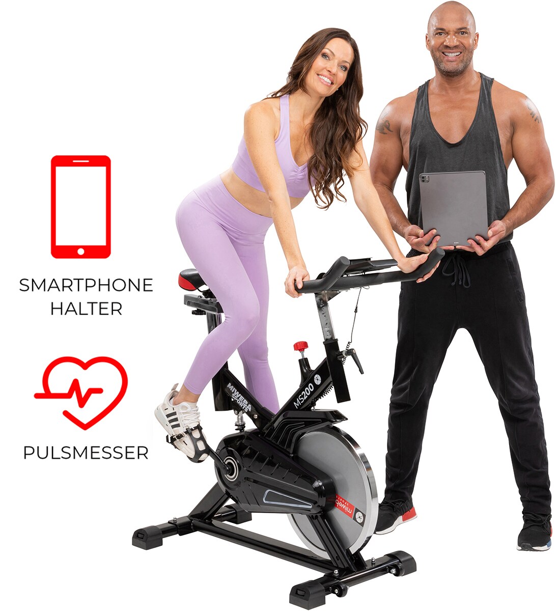 Miweba Sports Indoor Cycle MS200, 13 kg Schwungrad, f&uuml;r zuhause geeignet (Schwarz) 