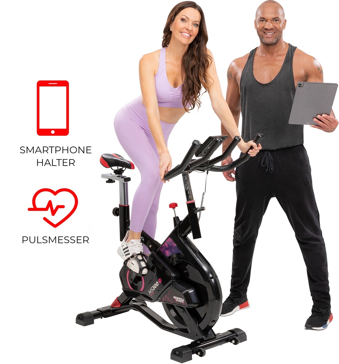 Miweba Sports Indoor Cycle MS300, 13 kg Schwungrad, f&uuml;r zuhause geeignet (Schwarz) 