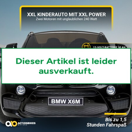Kinder-Elektroauto BMW X6 M F16 XXL, 2-Sitzer, lizenziert, 240 Watt,  Fernbedienung, LEDs, EVA-Reifen (Schwarz)
