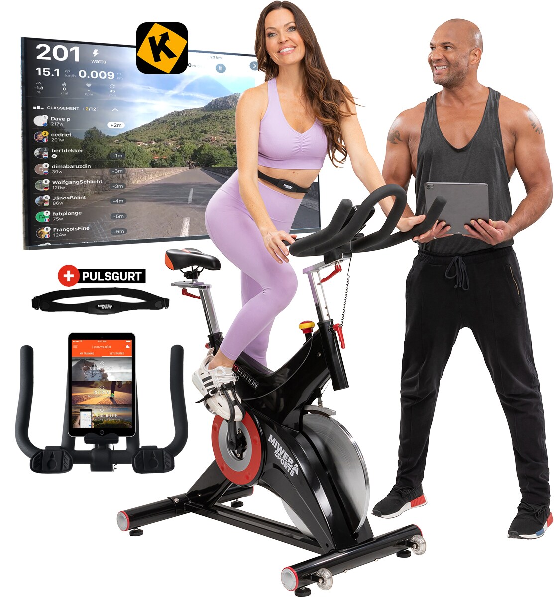 Miweba Sports Profi Indoor Cycle MS500, 25 kg Schwungrad, f&uuml;r zuhause geeignet (Schwarz) 