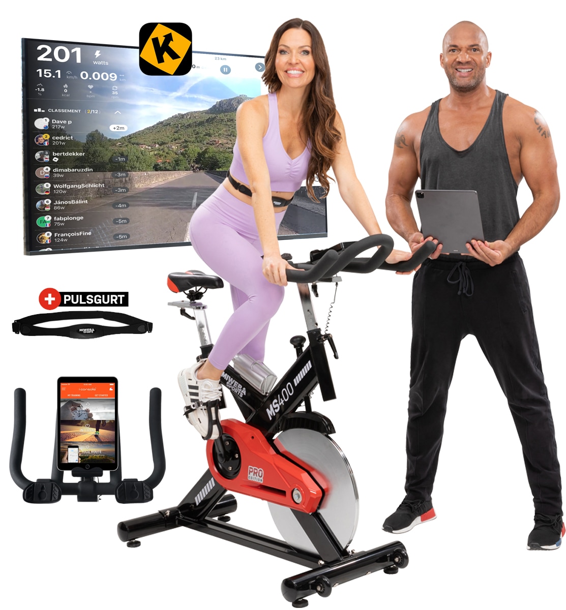 Miweba Sports Profi Indoor Cycle MS400, 22 kg Schwungrad, f&uuml;r zuhause geeignet (Schwarz) 